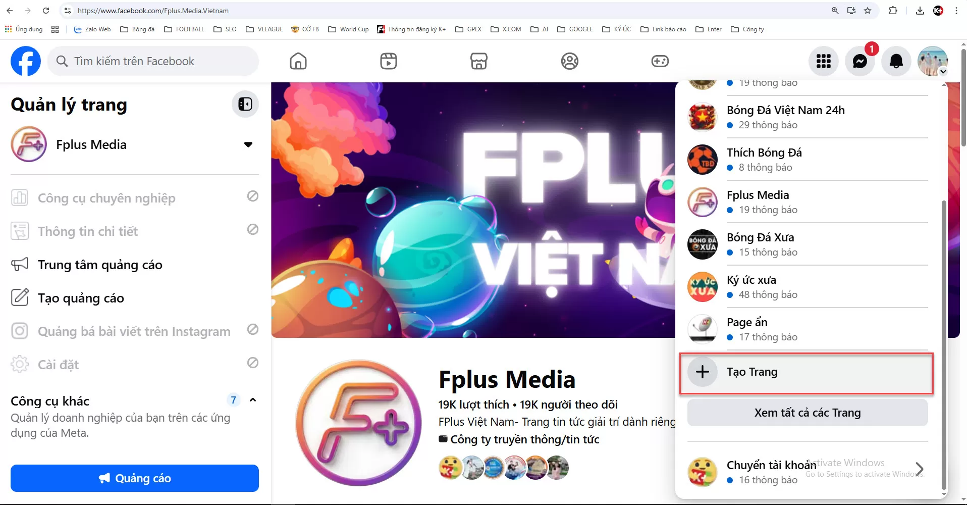 C&aacute;ch tạo Fanpage tr&ecirc;n m&aacute;y t&iacute;nh